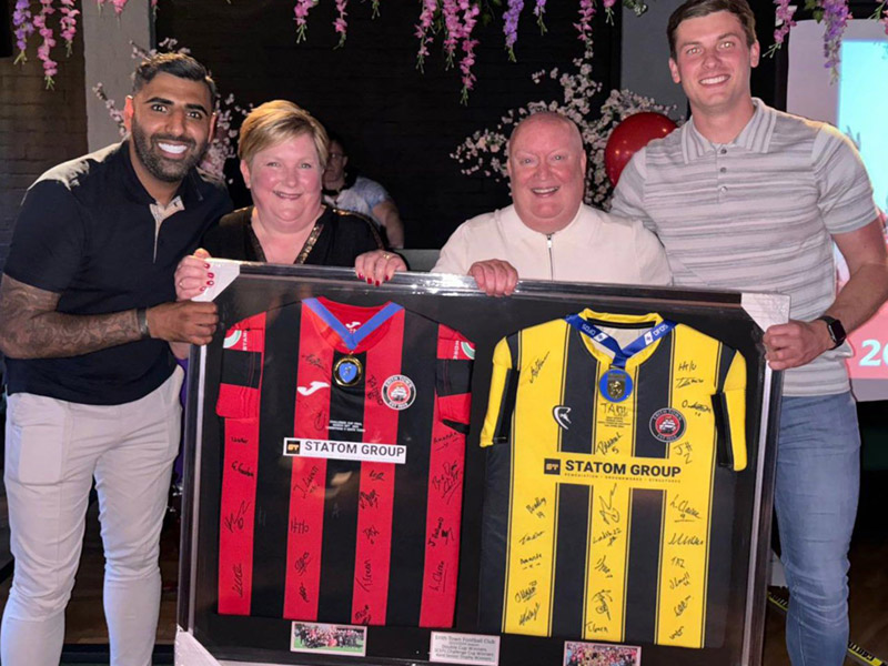 Ryan Mahal and Harry Taylor flanking Mark and Kay Deveney
