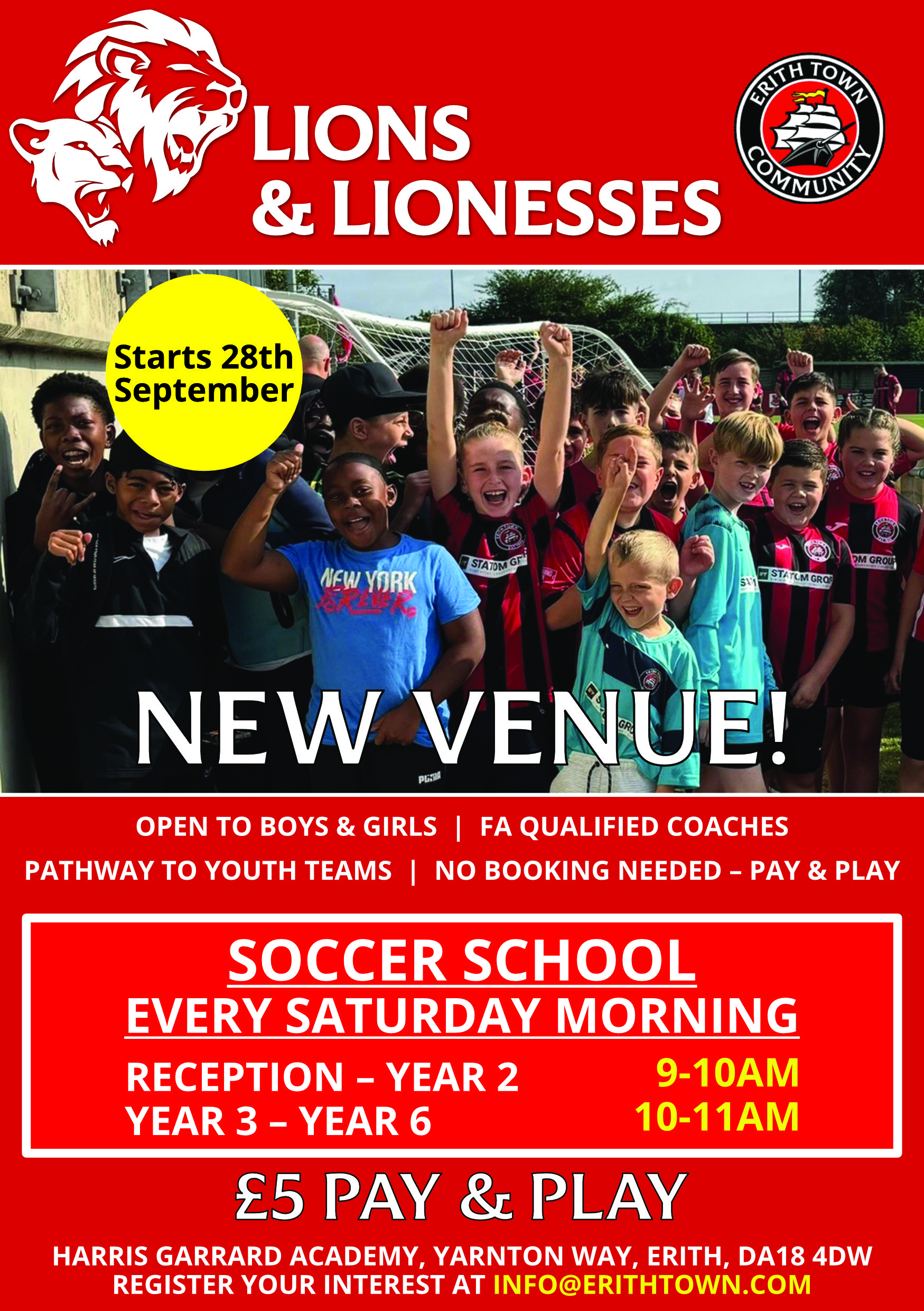 Lions and Lionesses Saturday Soccer School