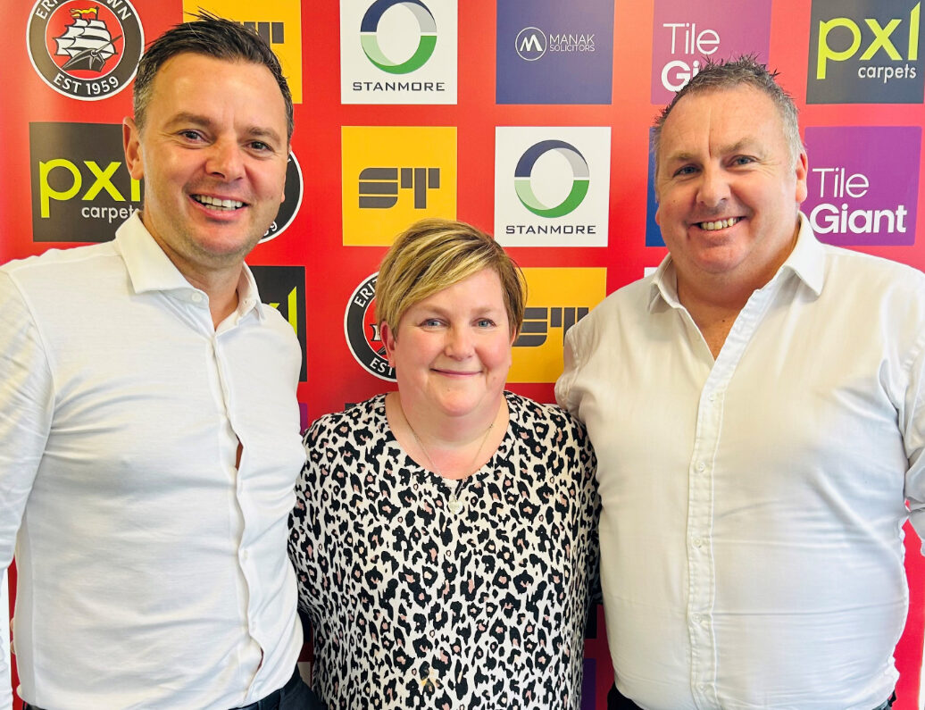 Marc Petters and Dean Lee flanking Kay Deveney