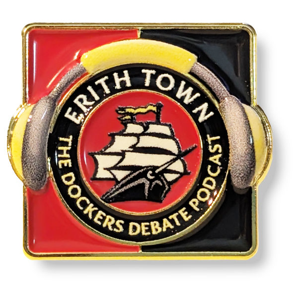 The Dockers Debate Podcast enameled pin badge