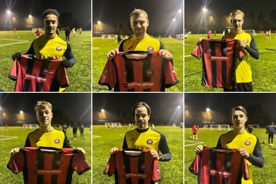Six new signings, Carlos Richards, Danny Nesbitt, Elliott Wenham, George Brooke, Hugo Taylor and Richie Atkins.